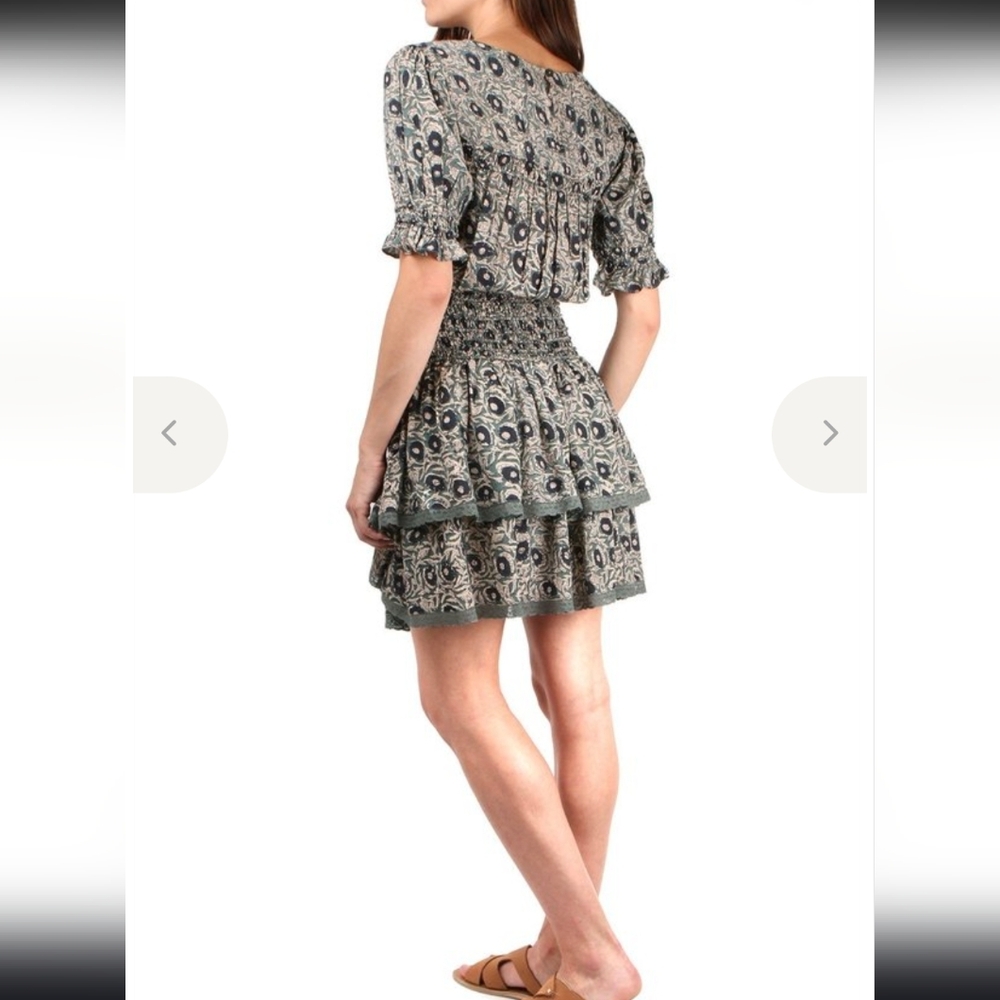 Sea New York Lucia Smocked Mini Dress - Clover Multi Green/Black Floral Print - Picture 7 of 11